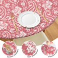 thumbnail image 4 of Pink Pioneer Flower and Paisley Pattern Round Fitted Tablecloth with Elastic Edge,Dining Table Cover Waterproof,Outdoor Round Tablecloth for Camping,Dining,Indoor and Outdoor, 4 of 7