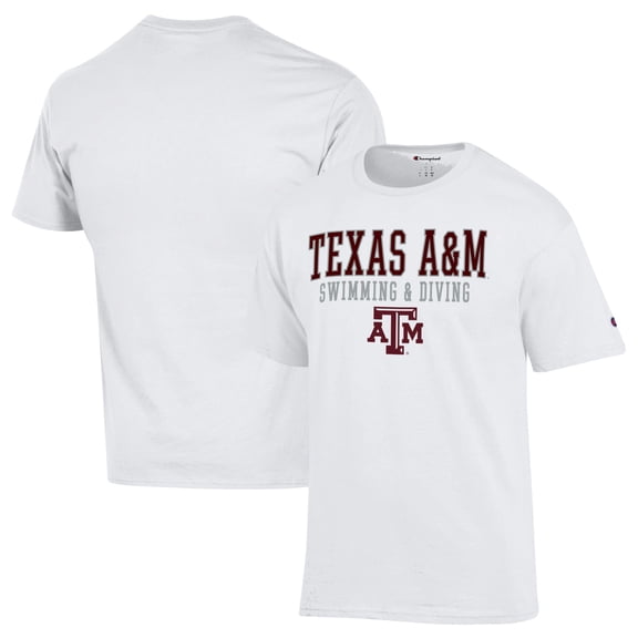 Men's Champion White Texas A&M Aggies Stacked Swim & Dive T-Shirt