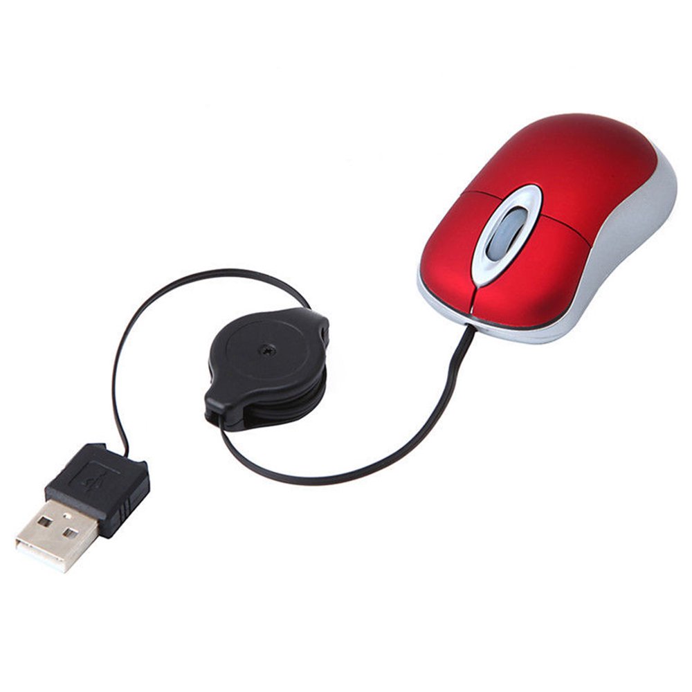 Lovely Mini Wired Mouse Retractable USB Cable Ergonomic Office Computer