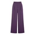 thumbnail image 5 of Miluxas Women's High Rise Wide Leg Trousers Pleated Front Business Casual Loose Straight Pants with Pockets Dress Pants for office Commute Wear Purple, 5 of 7