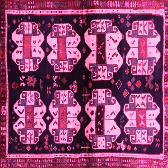 Ahgly Company Indoor Square Abstract Pink Contemporary Area Rugs, 5' Square