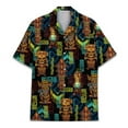 thumbnail image 2 of Retro Tiki Hawaiian Shirt For Men Vintage 80s Beach Tikis Mens Hawaiian Shirts Short Sleeve Button Down Shirt Men, 2 of 7