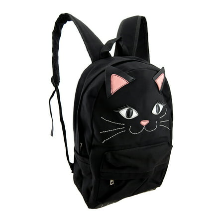 Black Kitty Cat Face Canvas Backpack - Walmart.com