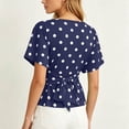 thumbnail image 6 of hlysgo Womens Short Sleeve Tops Casual Tie Back Cinched Waist T Shirts Summer Trendy Boat Neck Blouse Blue,M, 6 of 6