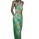 thumbnail image 1 of VISgogo Vestido largo para mujer, con cordones, cuello halter, ahuecado, sin espalda, con estampado de flores, fiesta de verano, vestido con abertura en la playa VISgogo  moda, 1 of 2