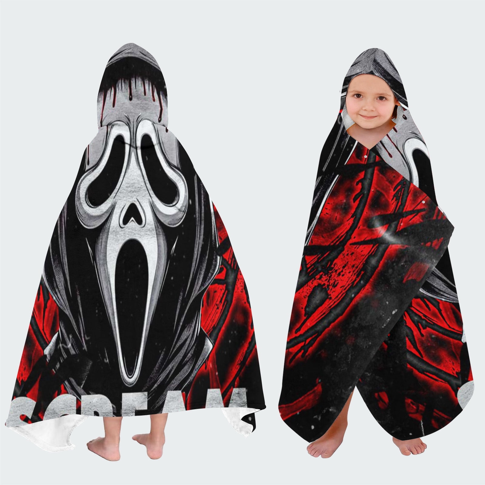 Scream Movie Hooded Kids Beach Towels Bath Hat Toddler Microfiber Swim Cover-ups Poncho Absorbent Pool Wrap