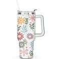 thumbnail image 2 of 40oz Daisy Tumbler with Handle & Straw, Stainless Steel Insulated Cup, Leak Proof Travel Mug, Keeps Drinks Hot/Cold, Nurse Coffee Cup, Gifts for Women Men, 2 of 7