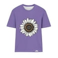 thumbnail image 4 of womens tops Women's Short Sleeve V Neck Sunflower Graphic Printed Summer Tee Vintage T Shirt Cotton Tops Novelty Cool Shirt summer tops for women, 4 of 4