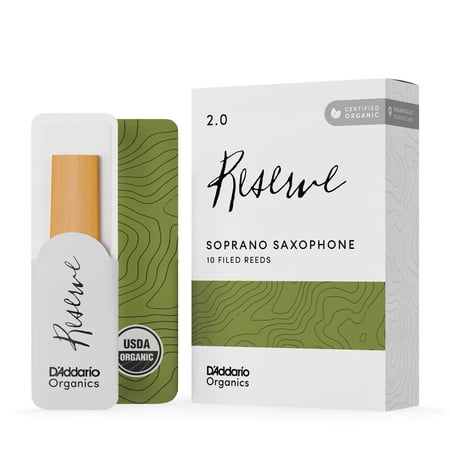 D'Addario Organic Reserve Soprano Saxophone Reeds, Strength 2.0, 10-pack