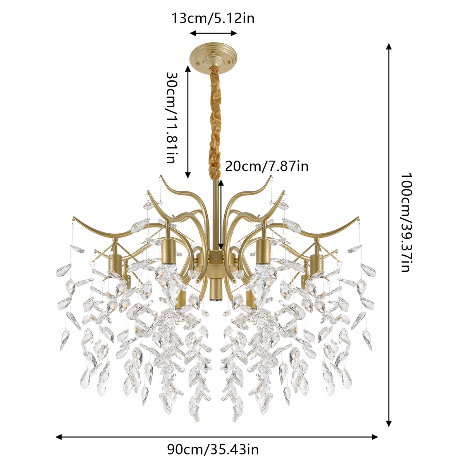 TFCFL Modern Luxury Large Crystal Chandeliers LED Ceiling Light Fixtures Pendant Lamp Adjustable Chain