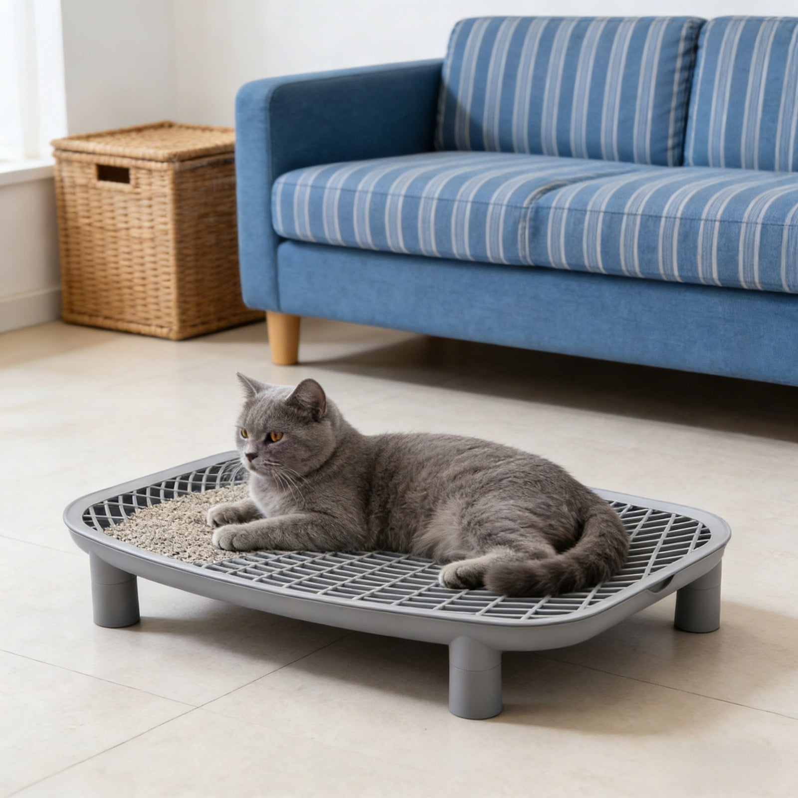 Cat Litter Box Step Mat 18.1"x11.8"x3.5", Double Layer Litter Catcher & Trapper, Waterproof Non- Easy Clean Mat for Large Litter Boxes, Pedal Step for Dorm Living Room Home
