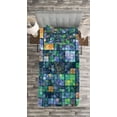 thumbnail image 3 of Ambesonne Modern Quilted Bedspread Set 2 Pcs, Mosaic Geometric Design, Twin Size, Blue Yellow and Green, 3 of 3