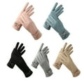 thumbnail image 5 of comerut 1 Pair Soft Gloves Anti-static Full Finger Cover Elegant Bow-know Plus Velvet Inside Gloves for Lady, 5 of 7