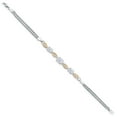 thumbnail image 4 of Gem Stone King White Moissanite and White Lab Grown Diamond Bracelet for Women | 925 Silver and 10K Yellow Gold | 1.96 Cttw | Oval 7X5MM and 6X4MM | Wheat Chain | 6.5/7/7.5 inches, 4 of 6