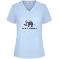 thumbnail image 2 of SofiePJ, Women's, Drawstring Waist Printed Short Sleeve Soft Cotton Sleepwear Capri Set, Blue, M, 2 of 5