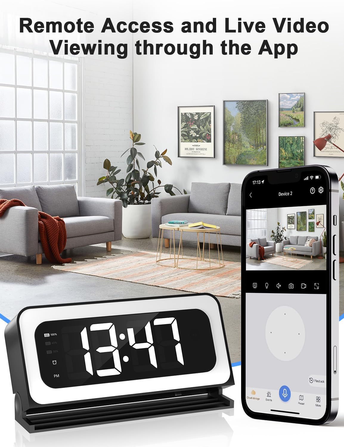 Smart Clock Camera, 2K Indoor Cameras for Home Security, Nanny camera 5G&2.4G WiFi Security Cameras Wireless, Two-Way Talk, Blacklight Full-Color, Night Vision