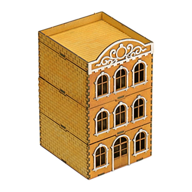 Arquitectura de madera 1/72 Rompecabezas 3D de madera Modelo de casa de madera Edificios Kits de bricolaje Estilo C