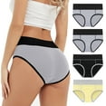 thumbnail image 2 of Lmnyox 4 Pack High Waist Underwear for Women Plus Size Full Coverage Briefs Breathable No Show Panties, 2 of 7