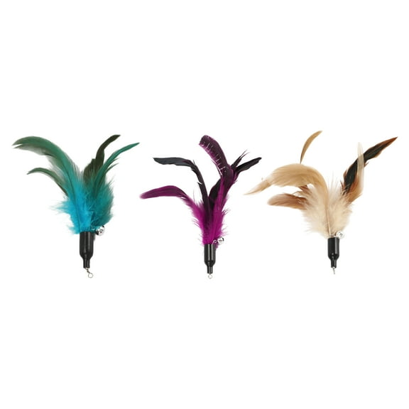 3pcs Cat Wand Replacement for Pet Interactive Cat Wand Refill Attachment for Indoor Outdoor Cats Feather