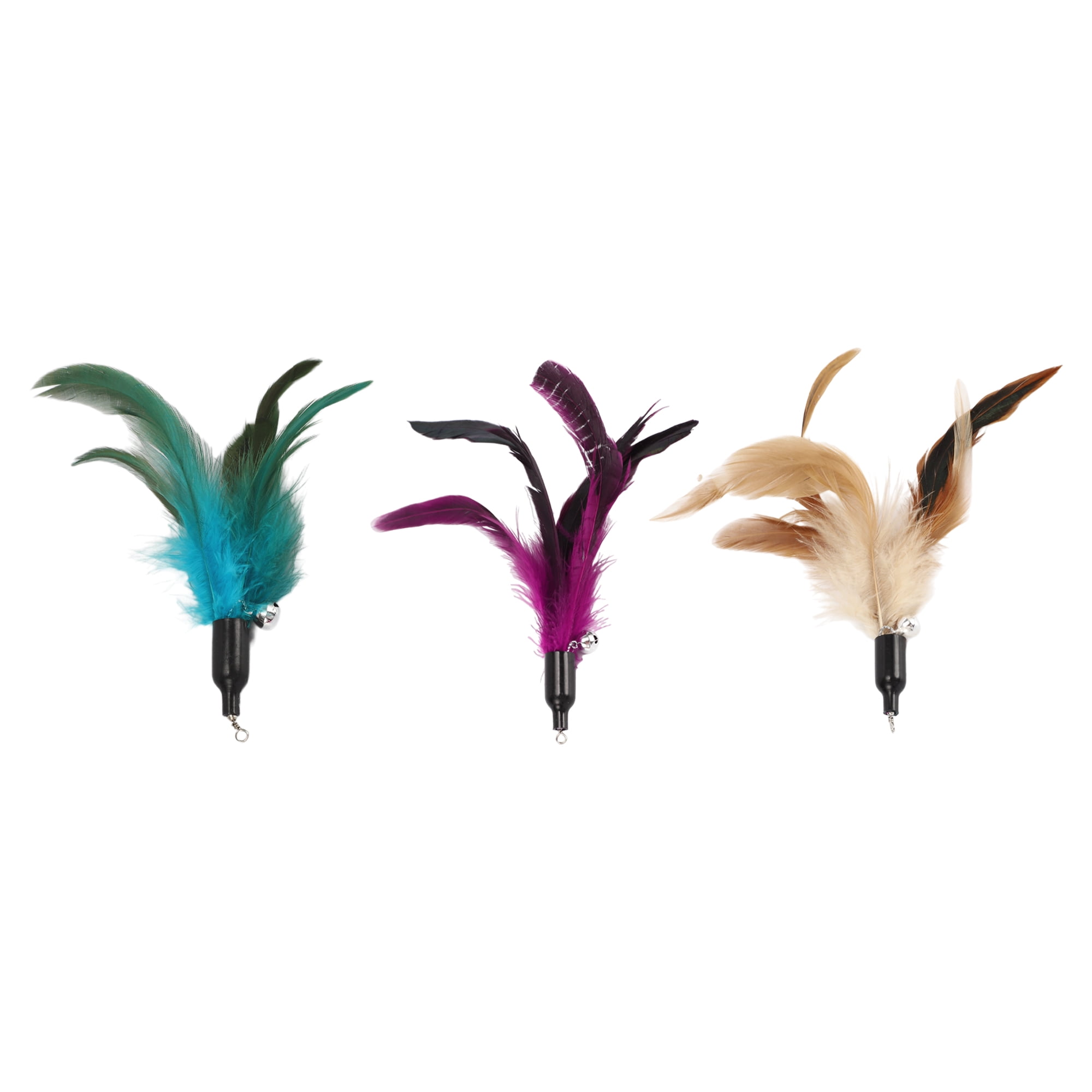 3pcs Cat Wand Replacement for Pet Interactive Cat Wand Refill Attachment for Indoor Outdoor Cats Feather