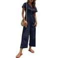 thumbnail image 3 of YDLCAFD Combinaison Courte Décontractée à Manches Courtes et Jambes Larges pour Femmes, 3 of 4