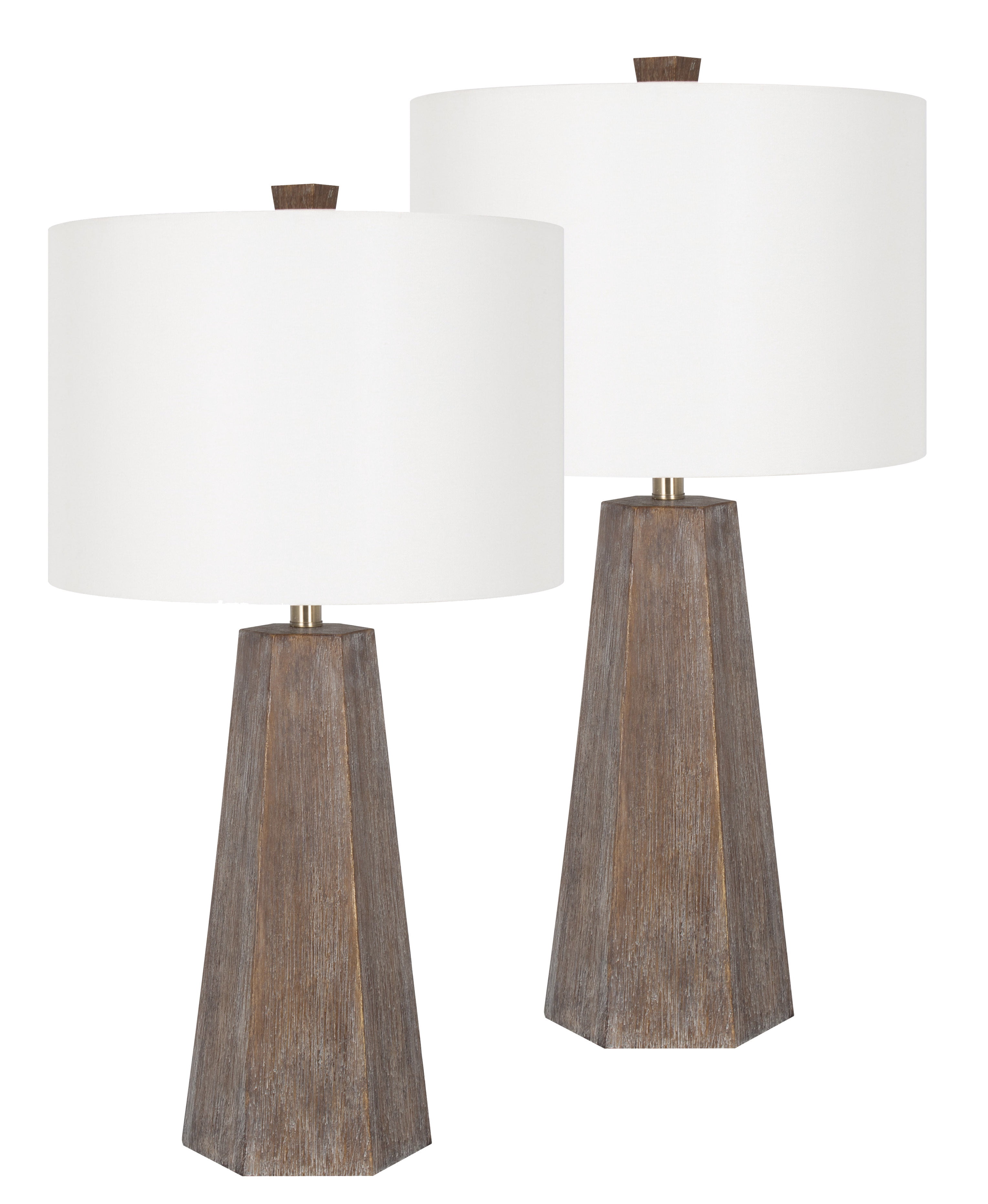 Cooper Ridge Polyresin 32" Table Lamp with Linen Shade, Faux Wood, Brown (Set of 2)