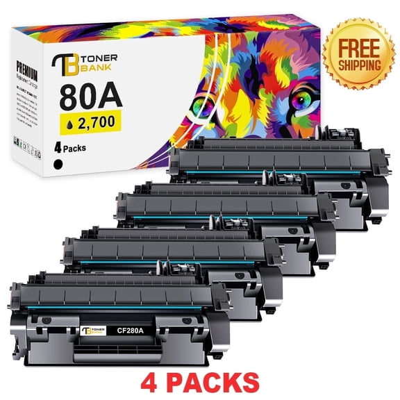 80A Laserjet Toner Cartridge Black CF280A Compatible for 80A 80X CF280A CF280X LaserJet Pro 400 M401a M401d M401n M401dn M401dne M401dw MFP M425dn M425dw Printer Ink (Black 4-Pack)