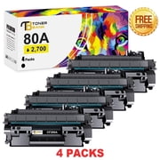 80A Laserjet Toner Cartridge Black CF280A Compatible for 80A 80X CF280A CF280X LaserJet Pro 400 M401a M401d M401n M401dn M401dne M401dw MFP M425dn M425dw Printer Ink (Black 4-Pack)