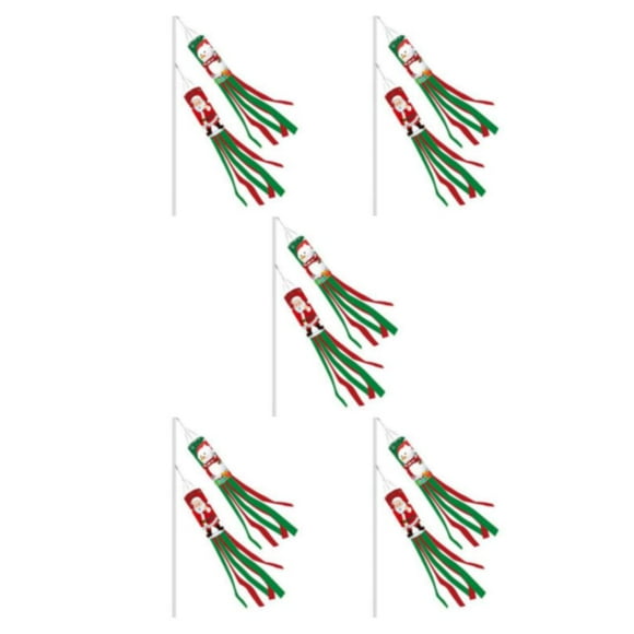 Decodeary 2pieces Christmas Windsock Flag For Outdoor Hanging Decoration Lightweight 5Set