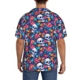 thumbnail image 3 of Lsque Skull Daisy print Men's Cuban Collar Short Sleeve Shirt Summer Beachwear Casual Button Down Fashionable Vacation Leisure Shirt-XX-Large, 3 of 7