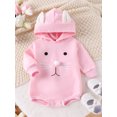 thumbnail image 3 of Bagilaanoe Newborn Easter Outfits Baby Girl Hooded Romper Sweatshirt Long Sleeve Bodysuits Print Pullover 3M 6M 9M 12M 18M Infant Casual Tee Tops, 3 of 9