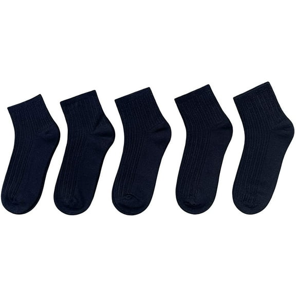 SERISIMPLE Bamboo Stretch Kids Ankle Socks, Breathable and Lightweight for Preschoolers, Thin and Soft Baby Socks - 5 Pairs (Black, 6-8 Years)
