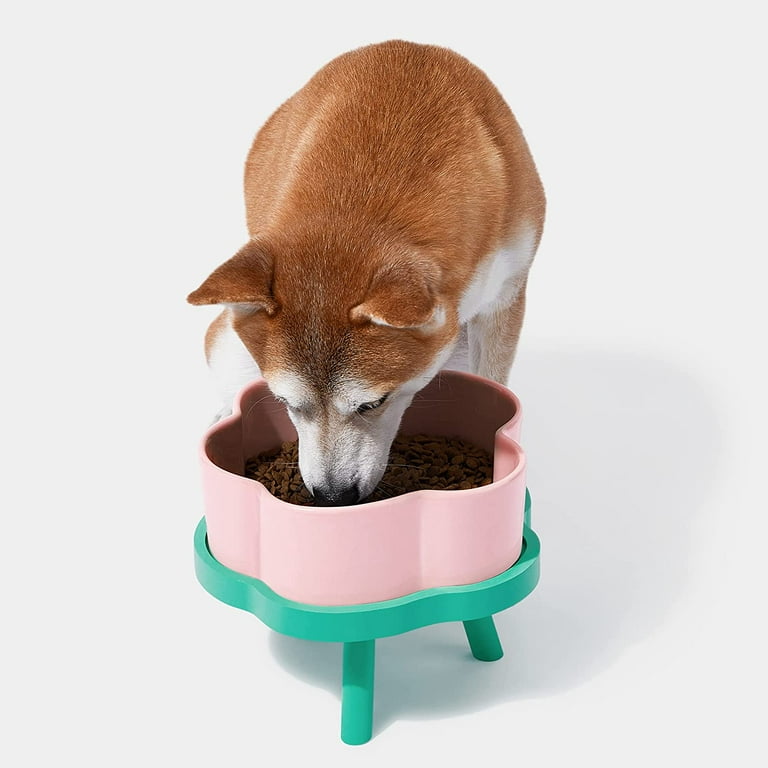 VETRESKA Ceramic Raised Dog Bowl Elevated Dog Bowl for Large Medium Small  Dogs Cute Food and Water Bowl with Non-Slip Stand Pink Dog Cat Pet Feeding  Dish Bowls