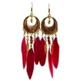 thumbnail image 2 of 1 Paire de Boucles d'Oreilles Vintage Style Long Pendentif Résistant à l'Usure Fournit Bijoux Décor Accessoire de Mode pour Banquet Robe Quotidienne Vin Rouge, 2 of 7