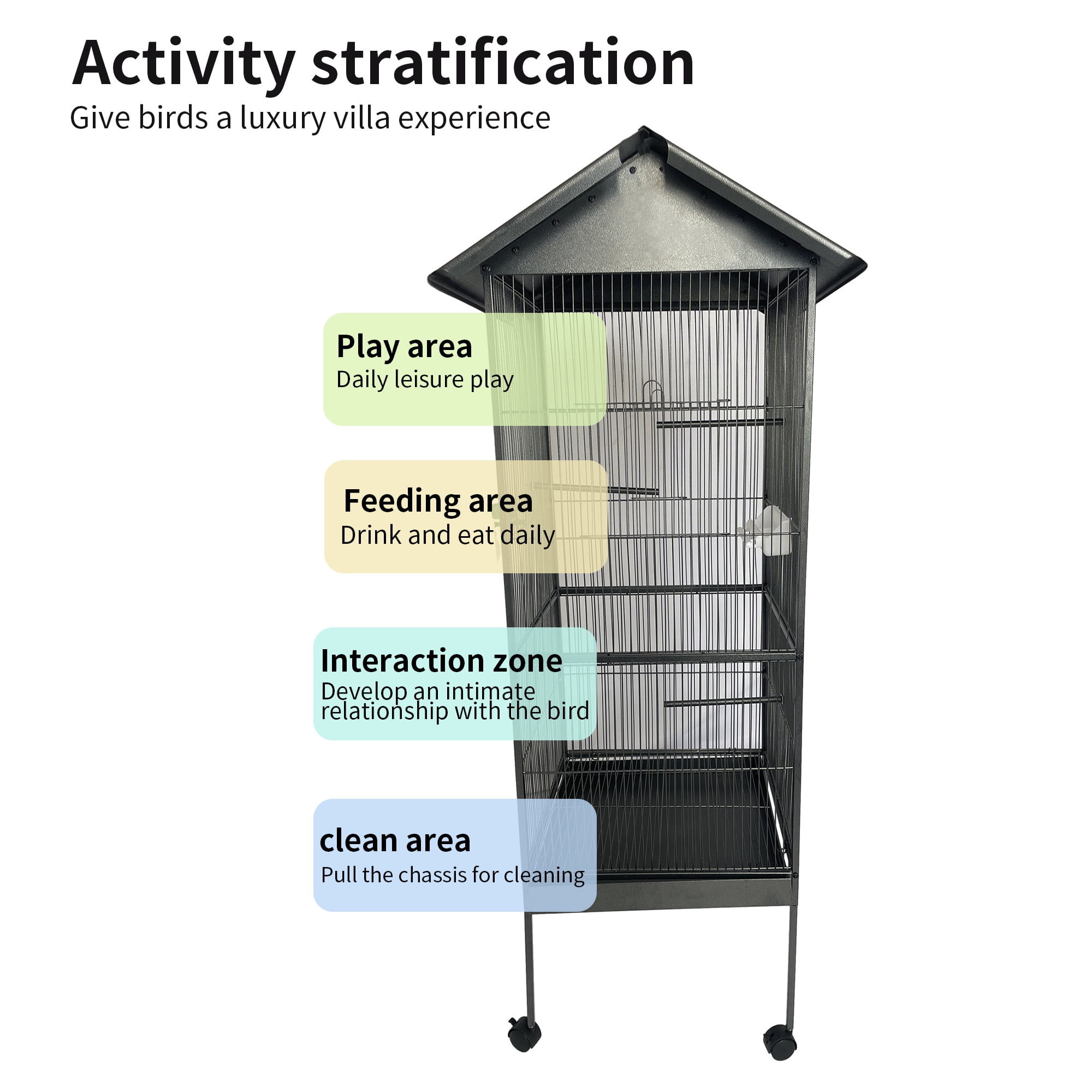 Pefilos 63" Bird Cage for Parakeets, Bird Houses for Indoor with Rolling Stand, Metal Bird Aviaries for Green Cheek Conures Pigeons Lovebird Bird's Nest, Gray Pefilos 63" Bird Cage for Parakeets, Bird Houses for Indoor with Rolling Stand, Metal Bird Aviaries for Green Cheek Conures Pigeons Lovebird Bird's Nest, Gray