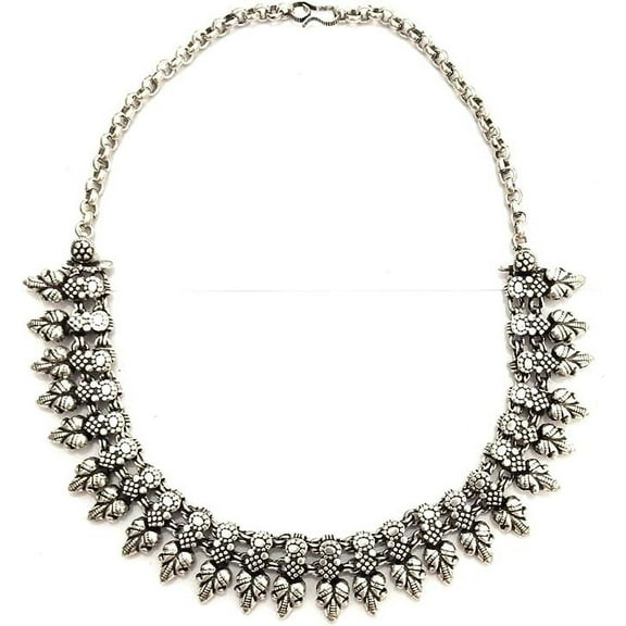 Necklace oxidised silver choker for women fashion traditional Indian jewelry tribal inspired antique silver Choker Metal jewellery