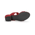 thumbnail image 6 of BLISSFUL STEP Women's Shoes Dual Straps Mid Block Heel Slide Sandals Red 6, 6 of 8