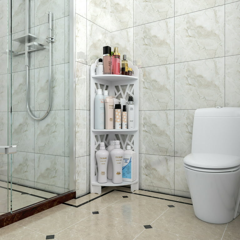 Satin Nickel 3-Tier Corner Bathroom Shelf