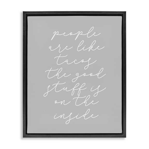 Stupell Industries People Like Tacos Text & Numbers Painting Black Floater Framed Canvas Art Print Wall Art, 17 x 21