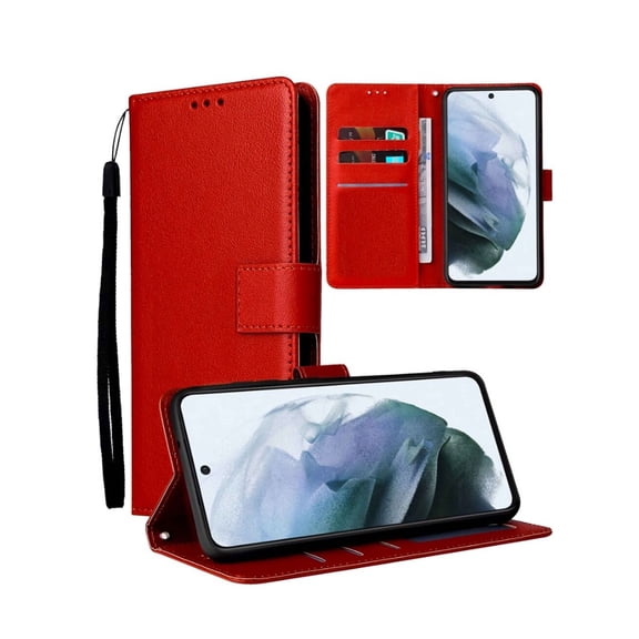 Leather Flip Case with Credit Card Holder for iPhone 17 Pro Max - Red