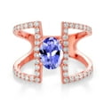 thumbnail image 2 of Gem Stone King 1.82 Ct Oval Blue Tanzanite 18K Rose Gold Plated Sterling Silver Ring (Size 8) (Size 8), 2 of 3