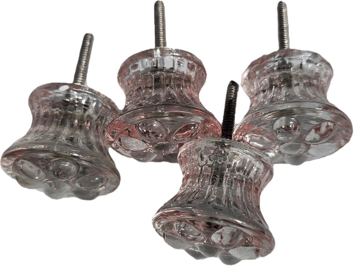 Pink Glass Cabinet Knobs Hardware 4 Pieces 1-1/2 diameter