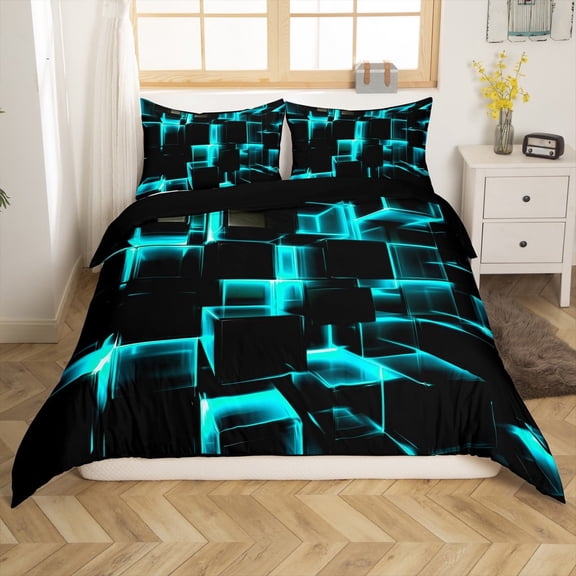 Erosebridal Buffalo Plaid Comforter Cover Twin,Geometric Grid Bedding Twin Size,Microfiber Reversible Comforter Cover Twin,Teenager Bedroom Decor,3-Piece(No Comforter)