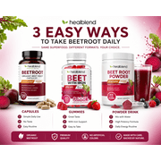 Healbend Organic Beet Root Capsules 1300mg - Nitric Oxide Booster Beets Support Healthy Blood Pressure, Heart Health, Circulation Superfood - 120 Count