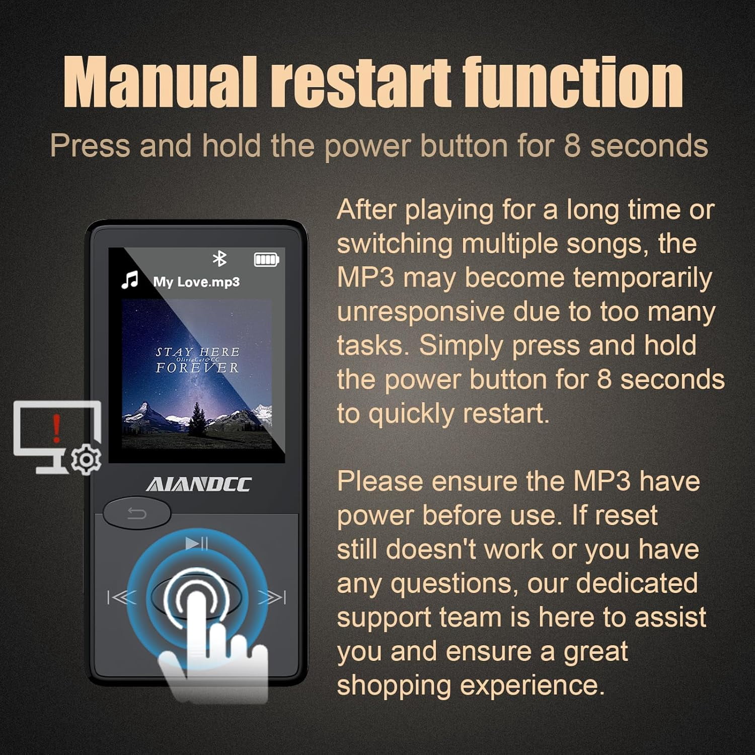 Mp3 Player with Bluetooth 5.3 HiFi Sound, Mp3 Player with FM Radio, Mini Music Player 32GB for Kids Adults, Earphones Included, TF Card can be Inserted