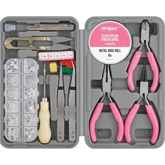 Hi-Spec 17pc Jewelry Making Tool Kit with 600pc Findings for Bracelets & Crafts