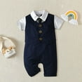 thumbnail image 2 of TOOYOU Boys Romper Baby Gentleman White Shirt Bowtie Tuxedo Onesie Jumpsuit Overall Leisure Playsuit Bodysuits For Toddler ,Size 12-18 Months Blue, 2 of 9