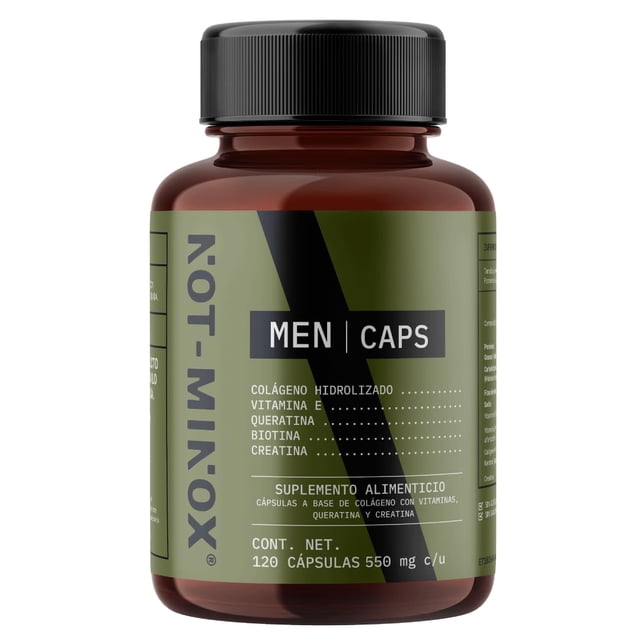 NOT-MINOX Men Caps para Crecimiento de Cabello, Barba y Bigote | Multivitamínico con Colágeno Hidrolizado, Biotina, Queratina y Vitamina E | 120 Cápsulas para 120 D&am