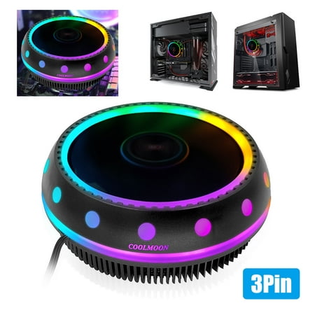 TSV CPU Cooler Air Cooling, 3 Pins 100mm RGB LED PC Gaming Computer Cases CPU Fan Cooler Radiator Heastink, High Airflow Ultra Quiet Fit For LGA 1150/1151/1155, 50,000hs(Free Mounting Screws +