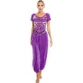 thumbnail image 3 of iiniim Women's Indian Belly Dance Costume Halloweem Performance Lace-up Back Crop Top Harem Pants, 3 of 7